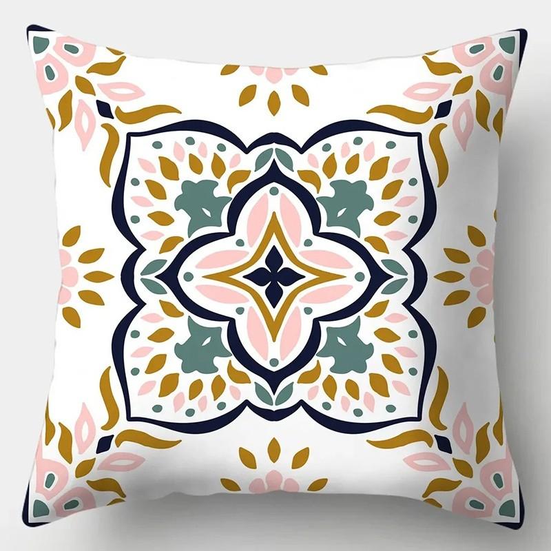 Colorful Geometric and Floral Pattern Cushion Covers Pattern Cushion Cover Suitable for Sofa Bedroom Car Pillow Cover