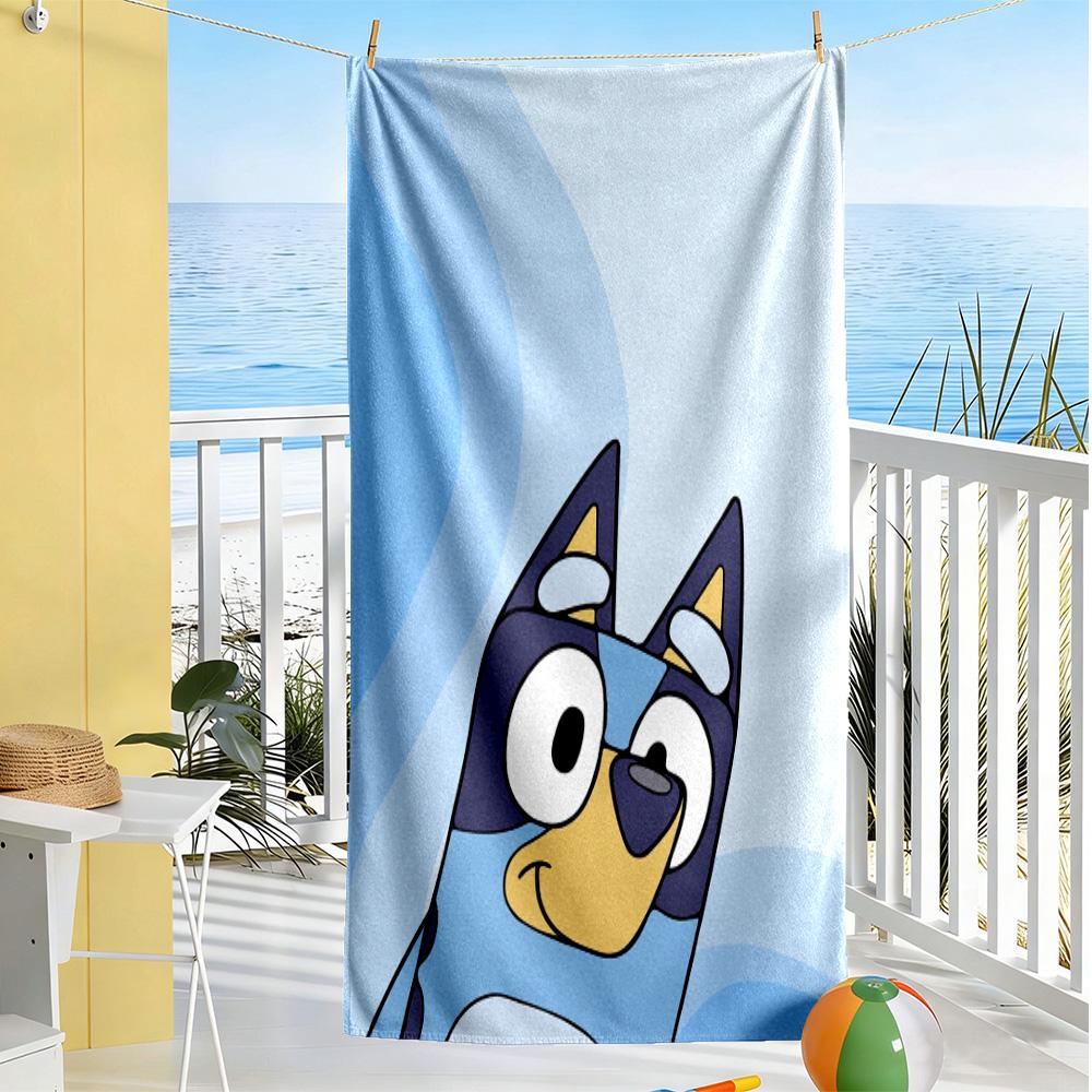 Bluey Family Adventure Beach Towel High Absorbency & Quick-Dry Comfortable Lightweight Perfect for Traveling Yoga Camping and Swimming
