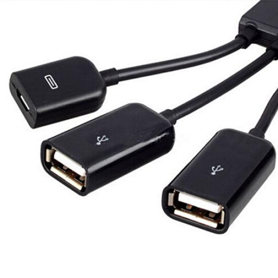 3-в-1 Micro USB Хаб OTG Штекер на Гнездо Двойной USB 2.0 Адаптер Кабель для Samsung