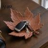 PLA Storage Tray 3D Printed Maple Leaf Trinket Dish, Autumn Fall Key Tray, Jewelry Realistic Ornament for Entryway, Thanksgiving Tabletop Home Decor,
