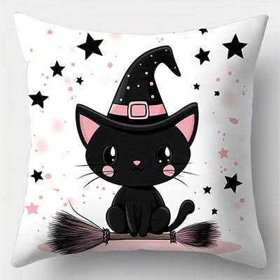 Halloween Pillowcases: Adorable Ghosts, Pumpkin, Black Cat On A Broom & More! Sofa Cushion Cover Gift