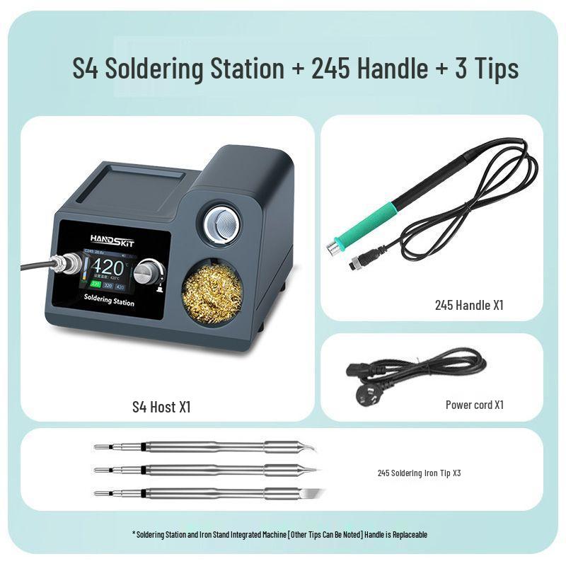 Цифровая паяльная станция S4 200 Вт: 245/T12/210 Совместимая ручка, Умный сон, Мощный паяльник.