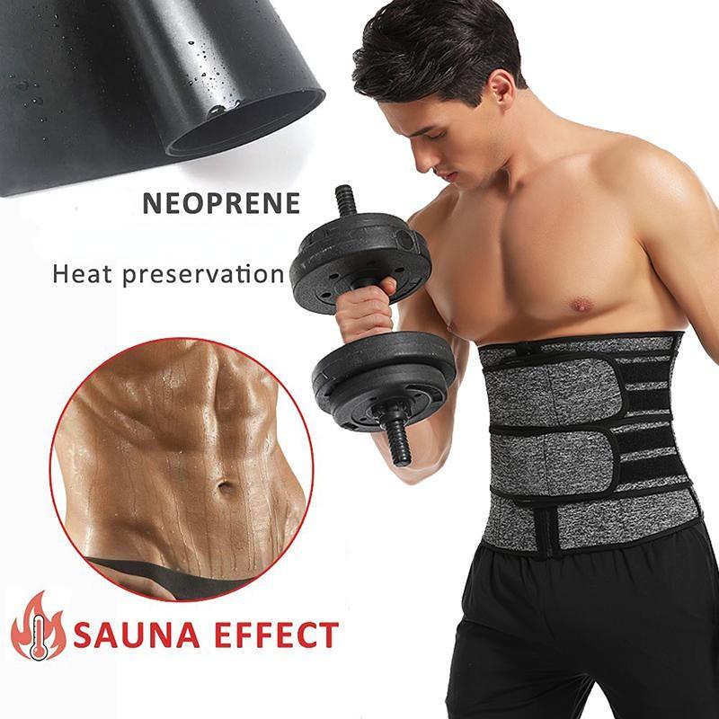 Men Waist Trainer Cincher Corset Back Support Sweat Sauna Trimmer Belt Tummy Control Body Shaper Workout Compression Belly Band Slimming Shapewear