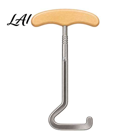 Boot Accessory for Farm Use Horse-Shaped Shoe Horn Hook Durable Metal Portable Boots Wooden Pull Hook T-Handle Easy Wear Assist Home Horse Equestrian