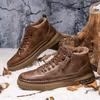 Men's Shoes Winter New High-Top Military Boots Fleece Lined Padded Warm Keeping Casual Shoes Versatile Work Waterproof Leather Shoes