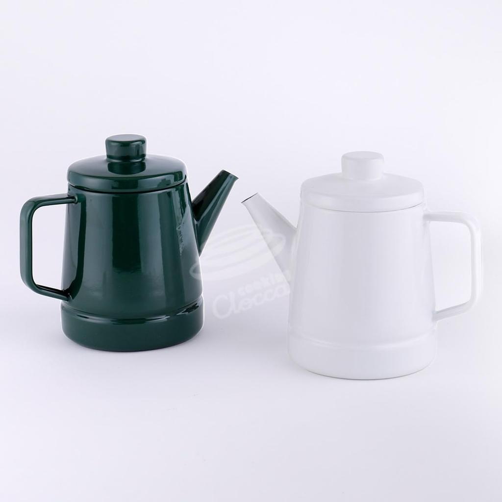 Эмалированный чайник для кофе Fuji Enamel 1.6L Green IH Compatible SD-16CP2.CG Solid Enamel Pot Open Fire