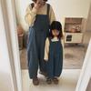 2024 Autumn Korean Kids' Trendy Denim Overalls - Retro Casual Style for Boys & Girls