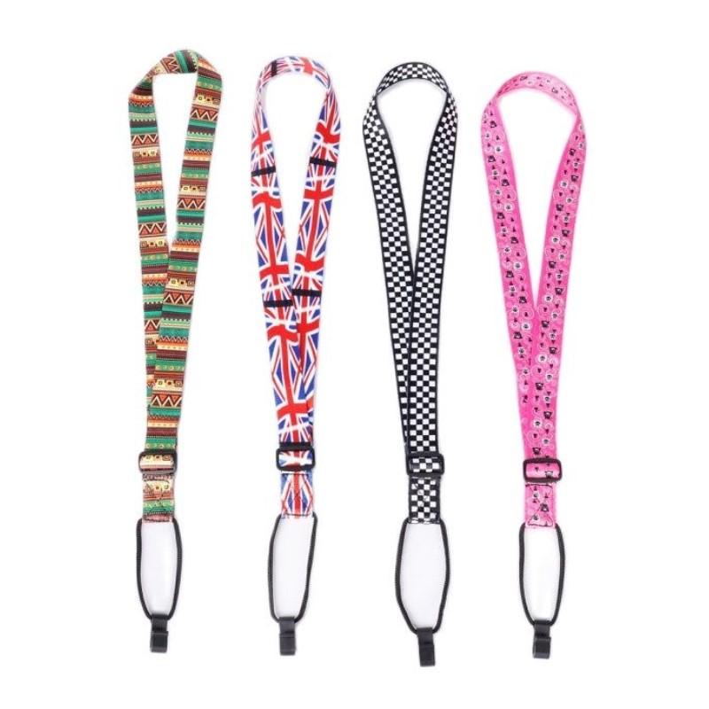 Adjustable Ukulele Strap Printing Ribbon Clip-on Hawaii Style 4 String Guitar Belt Sling Instrument Guitar Accessories