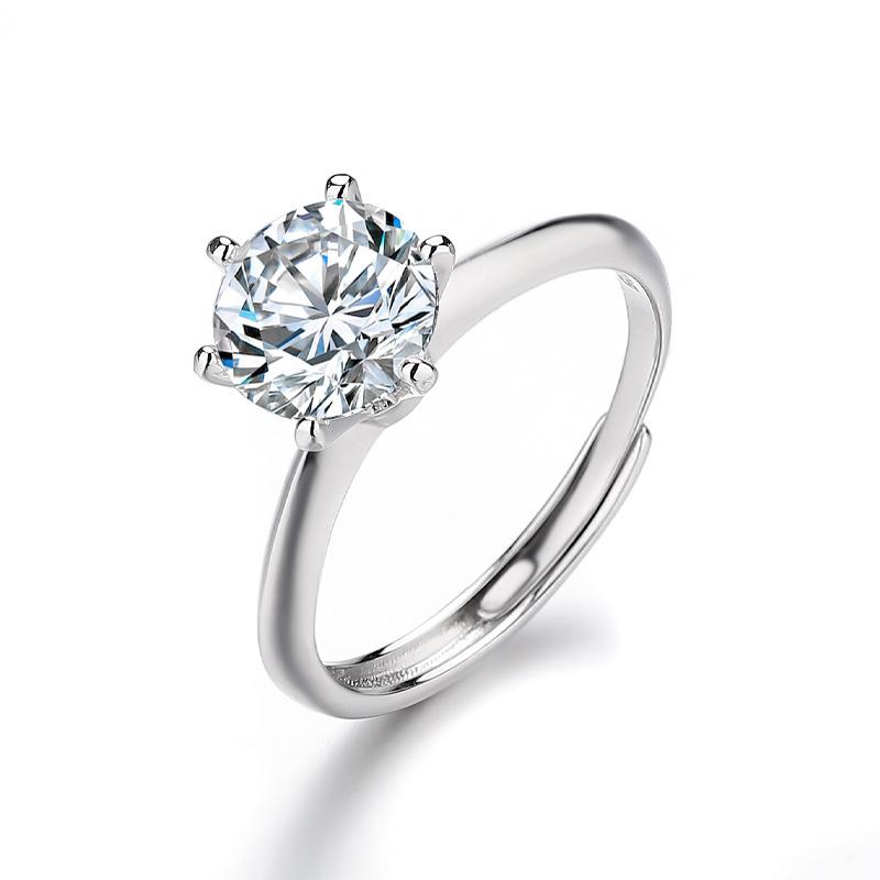 Кольцо с короной из серебра 925 пробы с шестью когтями, женское, классическое, 18-каратное, с бриллиантами, 123 карата, платиновое, обручальное, розовое золото, открытое кольцо