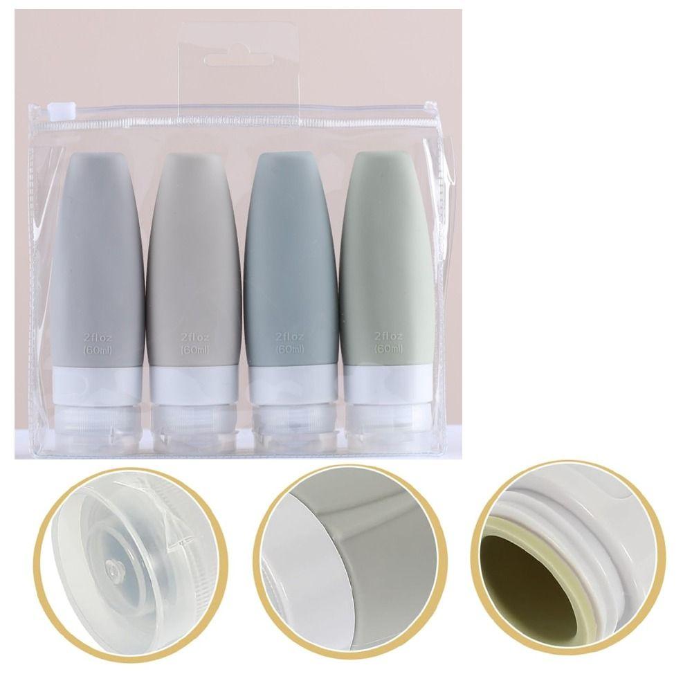4Pcs/Set Leak-Proof Travel Bottle Set Soft Refillable Lotion Bottle  Sub-bottling Tool