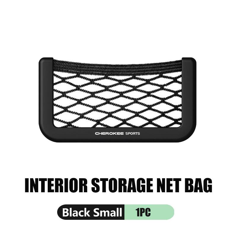 For Jeep Car Storage Mesh Bag Organizer Net Pocket Sticker Trunk Storage Bag Accessories Wrangler-JK Liberty JL Cherokee Patriot AMZ1