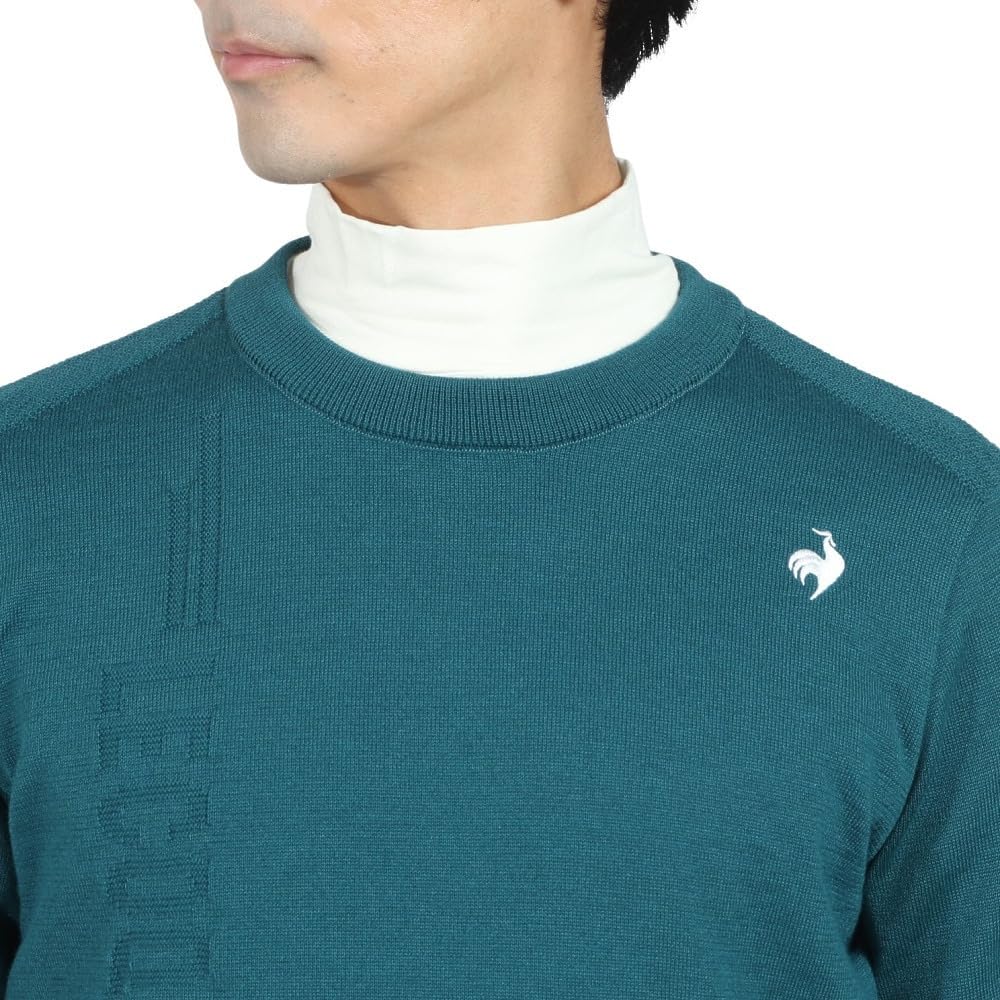 Le Coq Sportif Golf LG4FST01M Crew Neck Long Simple Hand Golf Green Men's Sweater, Sleeve, Design, Washable, Sporty, Sweater, (GR00)