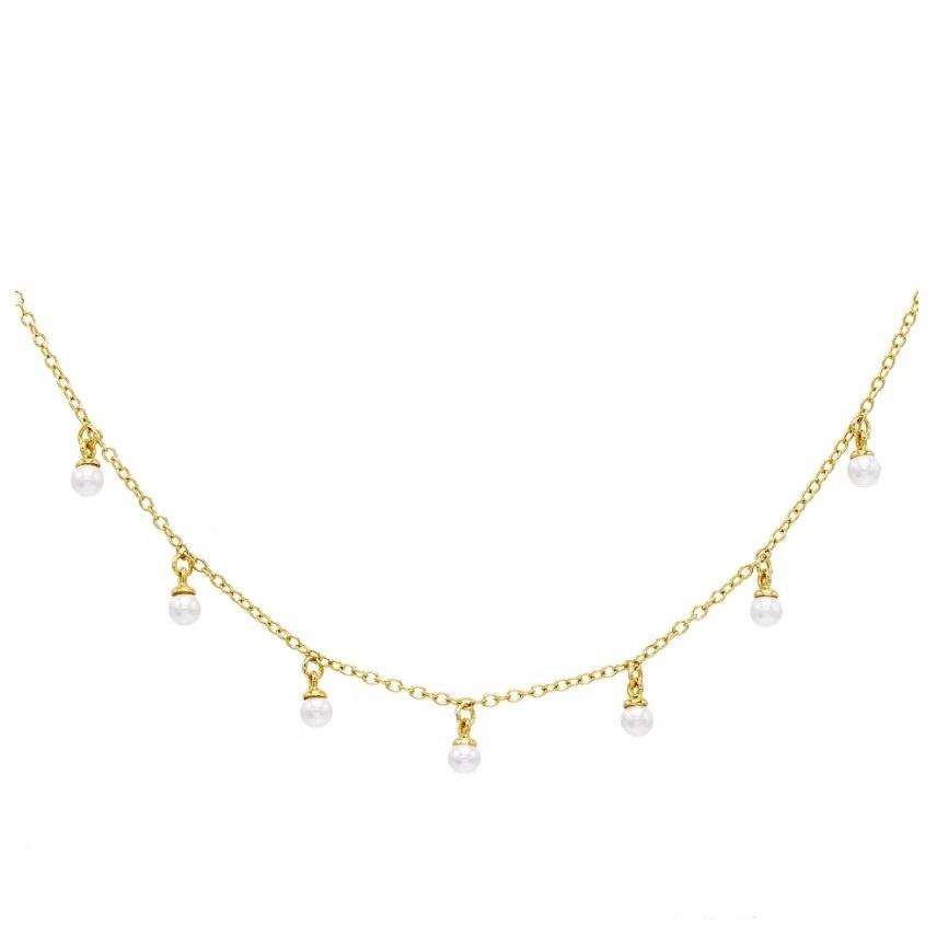 Fresh Pearl Beaded Charm Choker Necklace for Women Summer Gift Jewelry