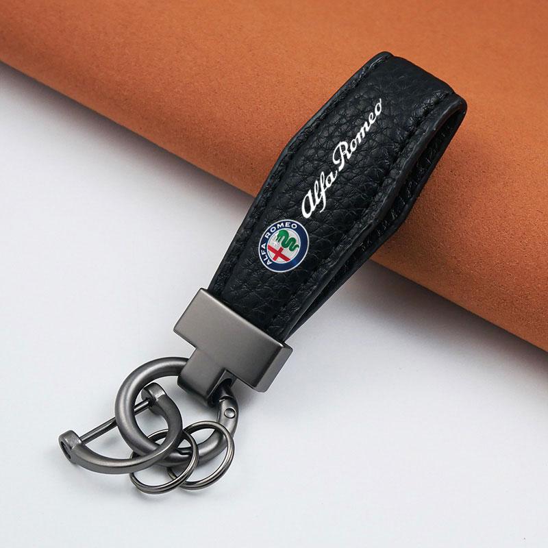 Car Key Chain Luxury Genuine Leather Keychain For Alfa Romeo STELVIO Giulia 159 Giulietta 147 Mito 156 MTO Sportiva Accessories SY1