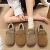 Ретро замшевые Birkenstocks на толстой подошве, зимние новые пушистые хлопковые ботинки, утепленные теплые снегоступы