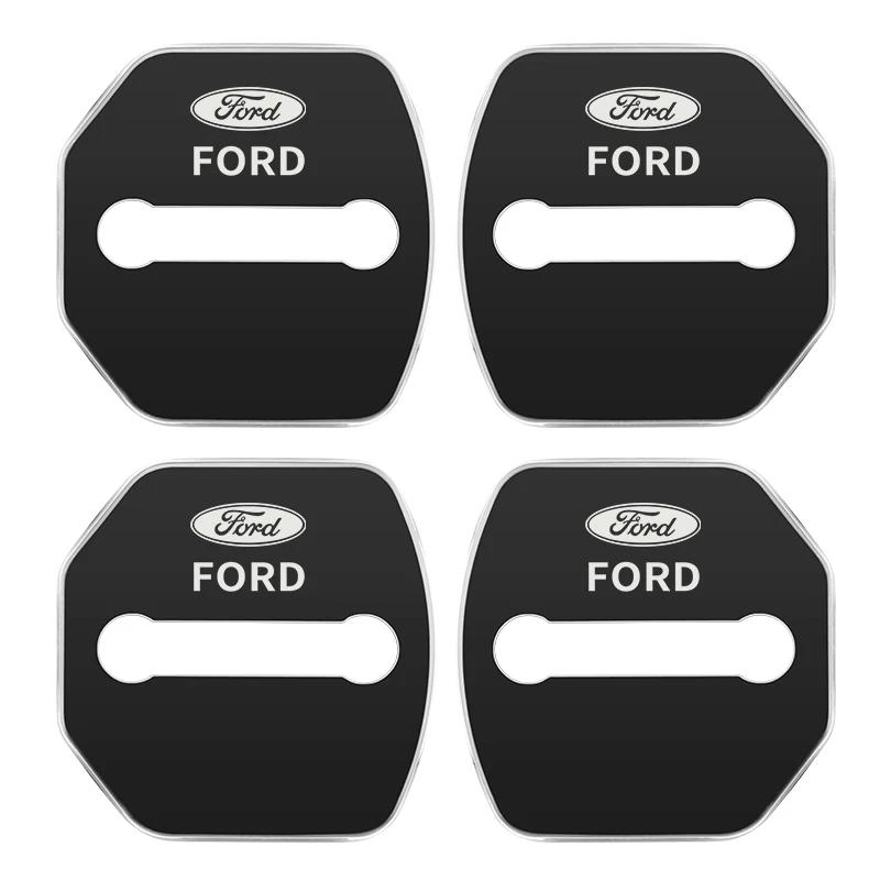 Car Sticker 4pcs Door Lock Decoration Protection Cover Emblem case for Ford Kuga Territory Focus RS Escort Fiesta Mondeo Accesso