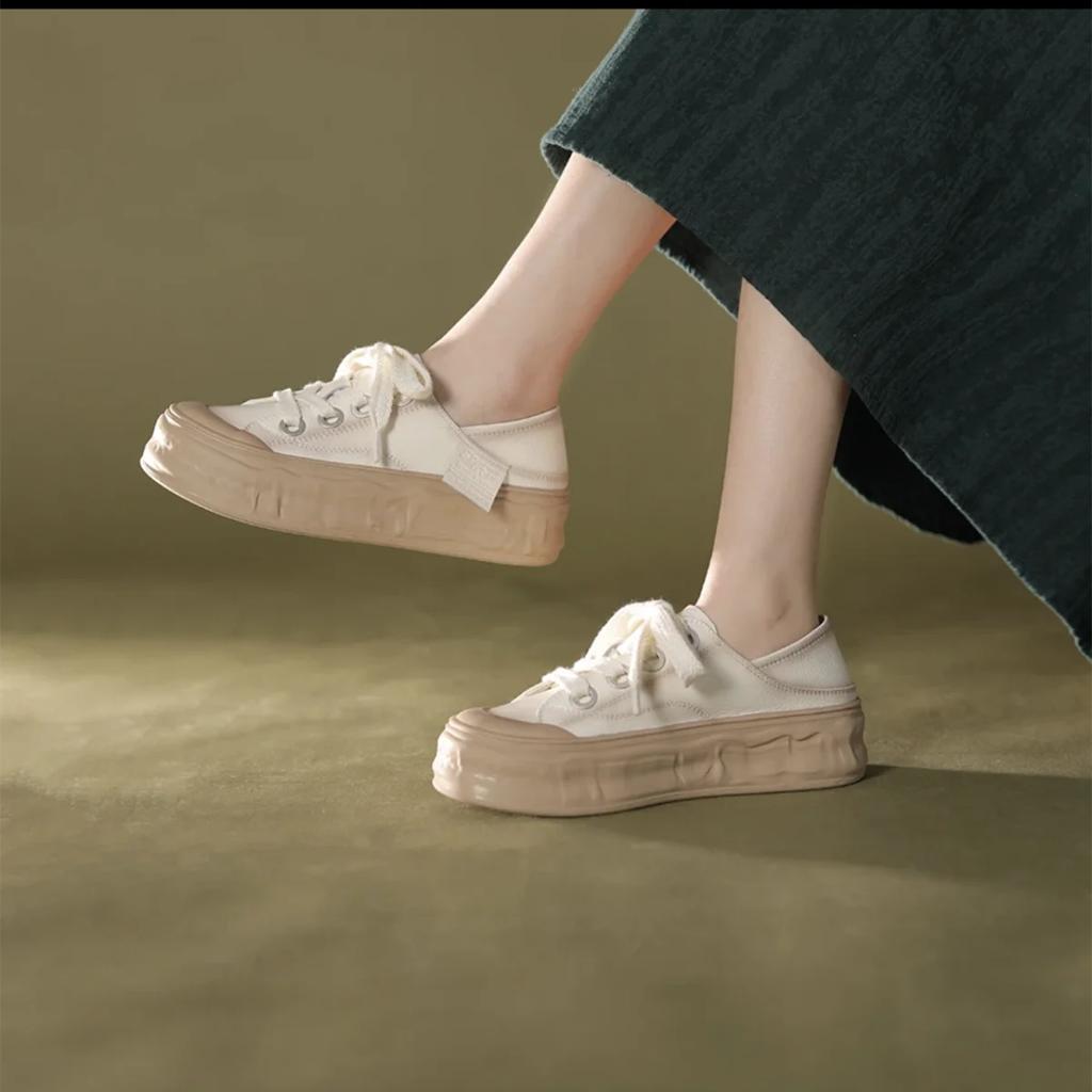 Off White женские туфли на высокой платформе парусиновые шнурки розовые предложение новое поступление 2024 корейский с акцией горячая женская обувь