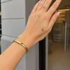 Salircon New Fashion Smooth 18K Gold Plated Stainless Steel Bangles for Women Stackable Metal Bracelet Charm Jewelry Accessories