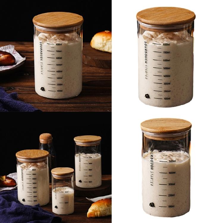 Банка для ферментации закваски с деревянной крышкой Прозрачная стеклянная емкость для стартера закваски Герметичная банка для теста Аксессуары для выпечки