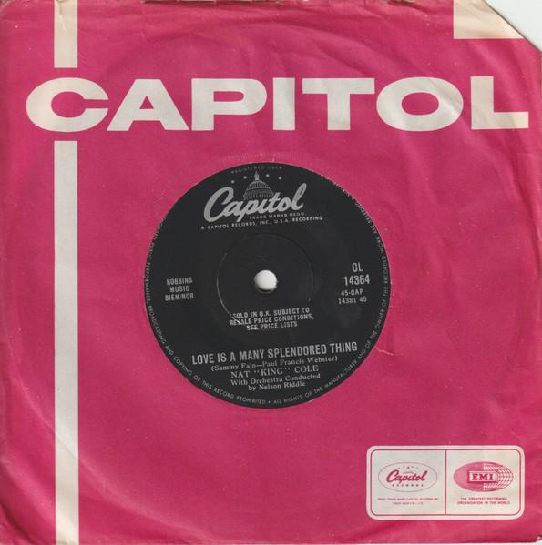7-дюймовая пластинка НАТ КИНГ КОЛ Любовь — это многоликое чувство A CL14364 Capitol Records 1956 Великобритания Поп Б/у