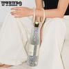 Shiny Zirconia Wine Tote Bag Portable Hollow Handwoven Mesh Storage Water Bottle Cup Holder Stylish Birthday Gift for Wine Lovers