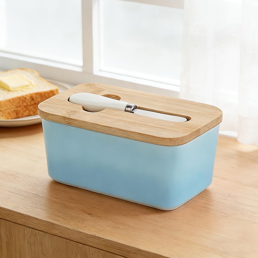 1Pc Luxury Large Butter Dish With Lid - Ceramic Countertop Butter Keeper, High-Quality Sealed And Easy-To-Clean Design - Perfect Kitchen Gift