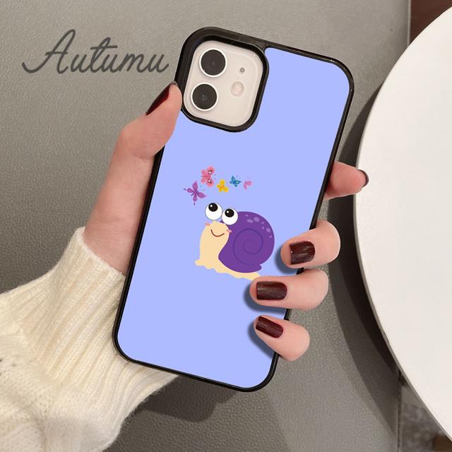 Чехол для телефона с изображением улитки и мультяшным животным для iPhone 11 12 13 14 Pro Max mini X XR XS SE 2020 6S 7 8 Plus Samsung Galaxy S21 S22