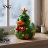 Christmas Duck Ornaments Figurine, Resin Sculpture for Holiday Home Decor, Cute Decorative Figurines Desktop with Festive Elements Indoor Outdoor