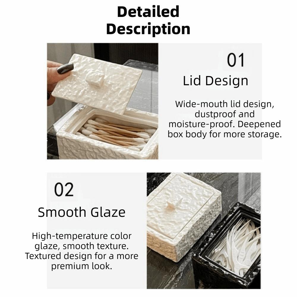 Hammered Pattern Cotton Swab Box Large Capacity Toothpick Holder Jewelry Storage Box Bedroom
