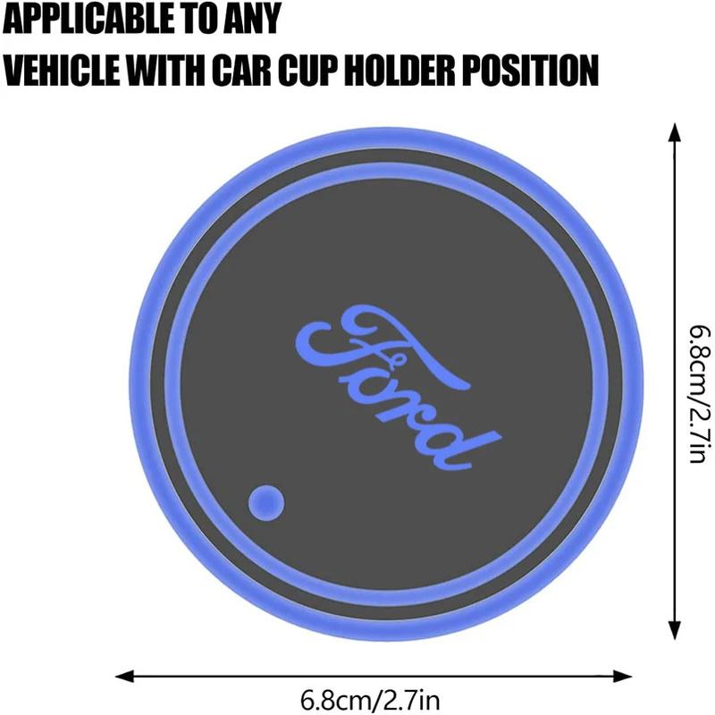 Car Sticker 7 Color LED Car Cup Holder Light Luminous Coaster Water Cup Pad For Ford Mondeo Focus Raptor Edge Explorer Ranger Fi