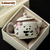120 мл Бутик Ru Kiln Керамический чайник Милый горшок Ruyi в форме панды Японский чайник для заваривания чая с шариковым отверстием Фитер Чайные сервизы Аксессуары