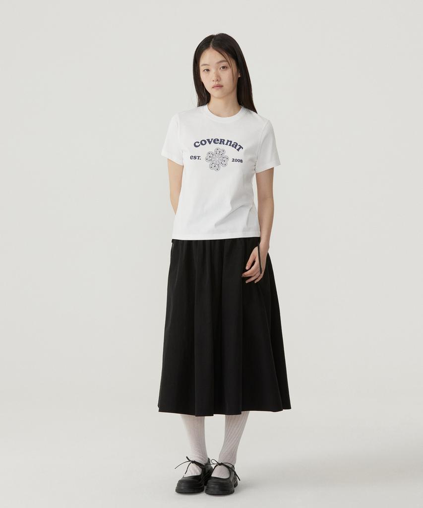 COVERNAT WOMAN Regular Fit Arch Clover Heart T-Shirt White
