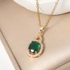 Teardrop Pendant Necklace for Women Golden Stainless Steel Clavicle Chain Zirconia Jewelry Wedding Party Daily Wear Accessories