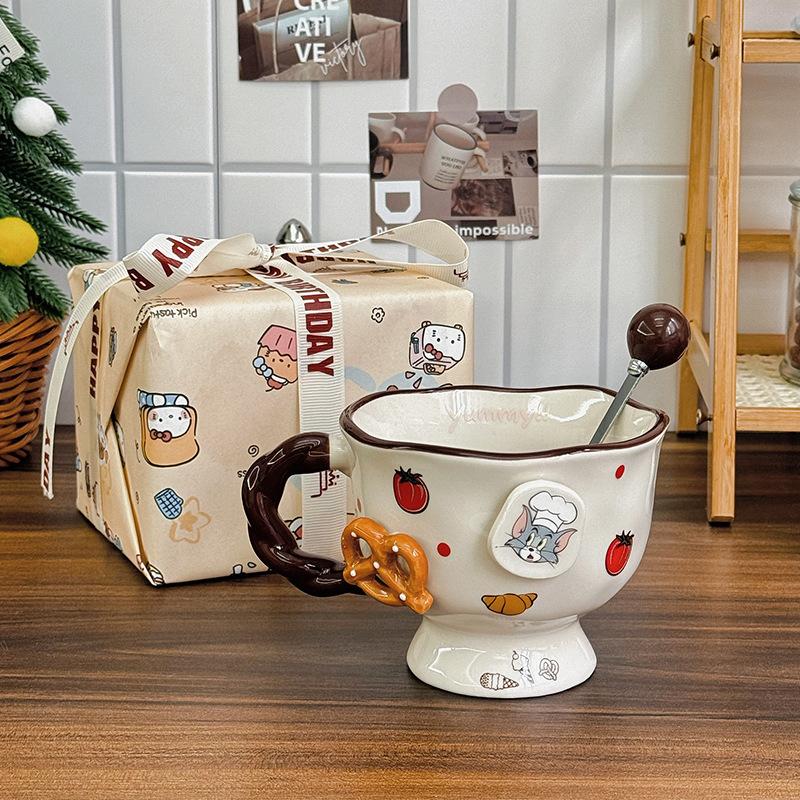 Подарки на день рождения для девочек, кофейные кружки с кошкой и мышкой, высококачественные питьевые чашки для девочек, подарочные коробки