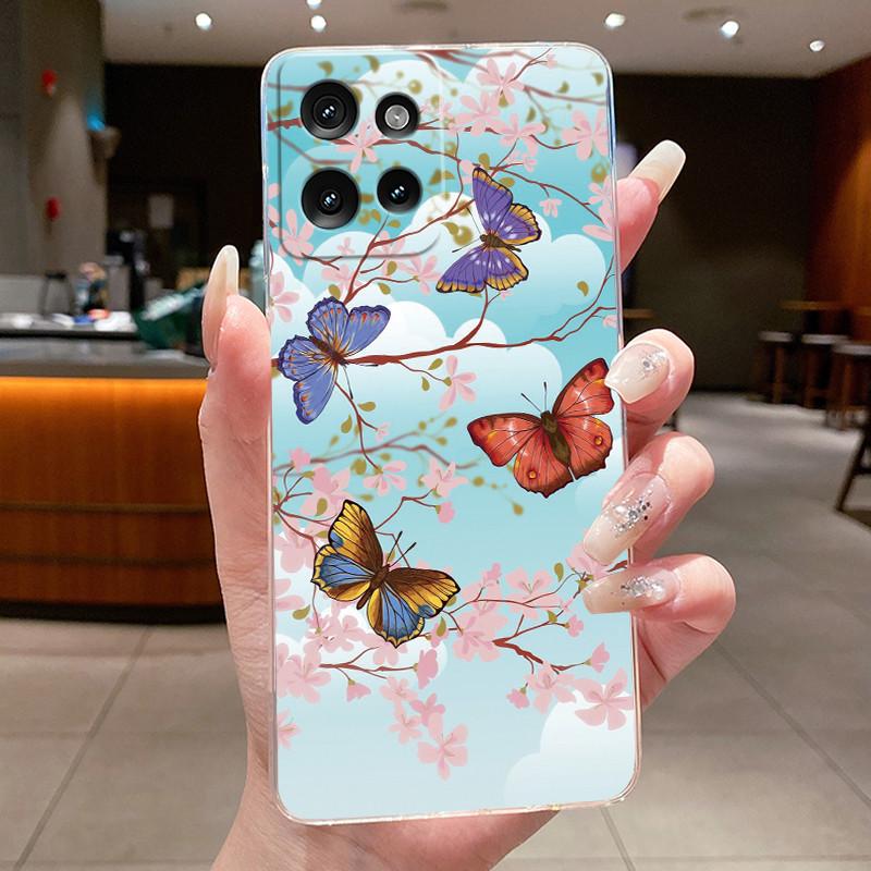 Case For Motorola Edge 50/Edge50 Neo/Moto S50/Edge 50 Pro Capa Flower Butterfly Protective Shell Soft Silicone TPU Phone Cover