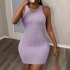 Women's Summer Solid Color Sleeveless Round Neck Sexy Tight Short Dress