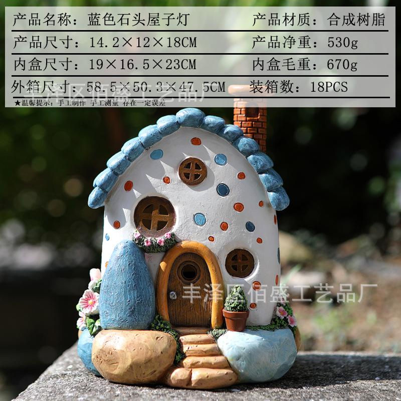 Miniature Solar Powered Light Dollhouse Resin Crafts Mini House Sculpture