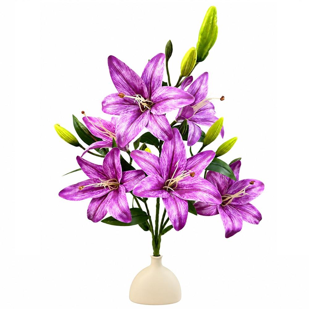 Multicolor Simulation Flower Green Leaves Faux Flower Artificial Lily Flowers Party Supplies