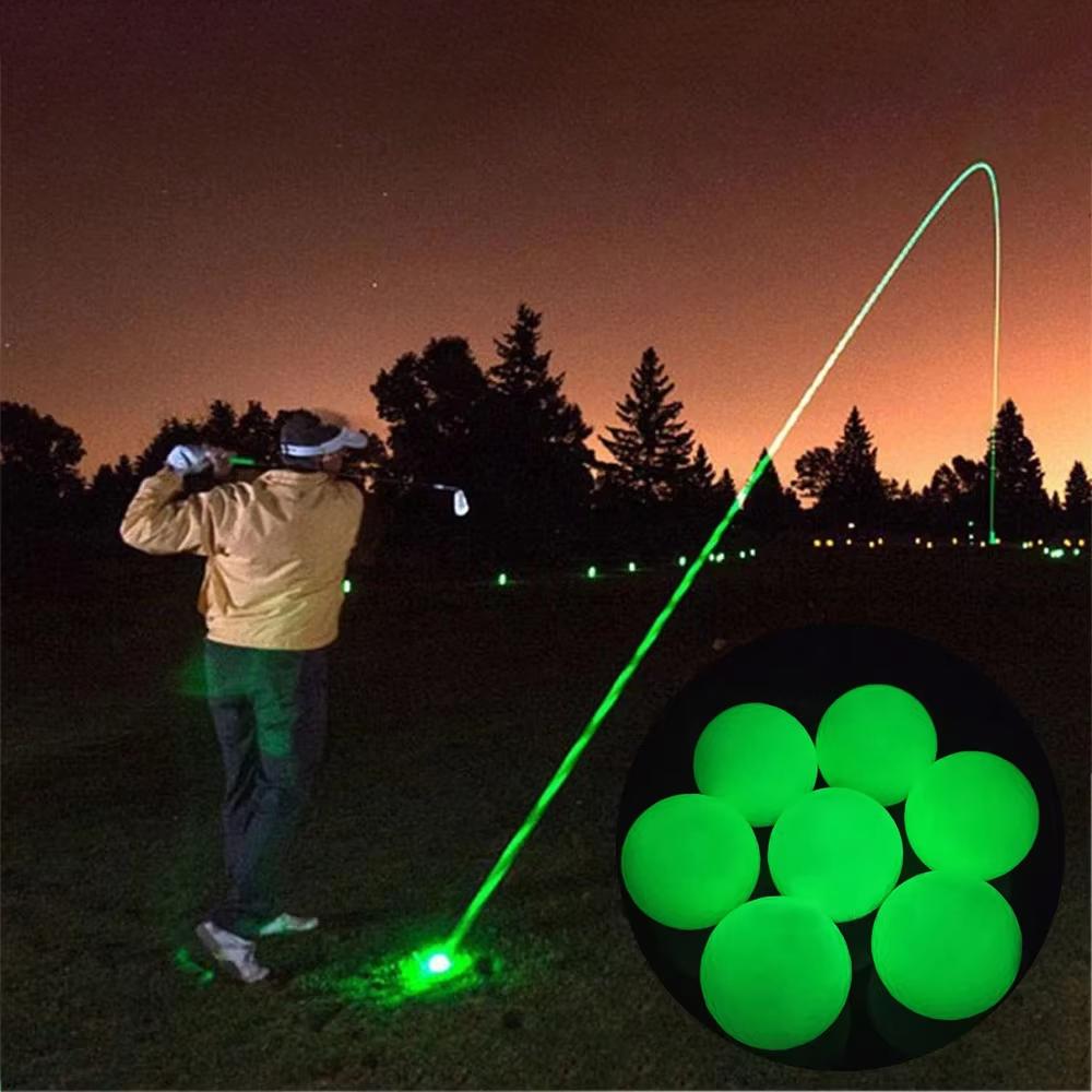 10pcs Luminous Night Golf Ball Bright Luminous Balls Glow in The Dark Fluorescent Golf Ball for Training Hitting Practice