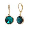 10mm Crystal Leverback Earrings Emerald Gold