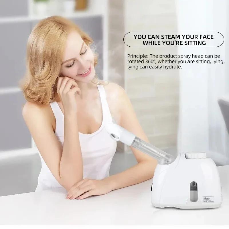 Facial Hot Spray Steamer with Extendable Arm Steaming Warm Mist Humidifier for Face Spa Sinuses Moisturizing, Home Use Or Salon