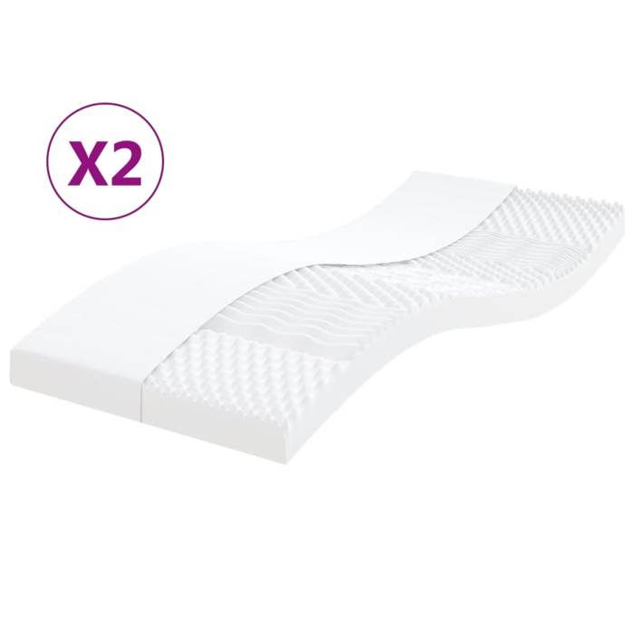 VidaXL Matelas en mousse 2 pcs blanc 90x200 cm 7 zones dureté 20 ILD 356363