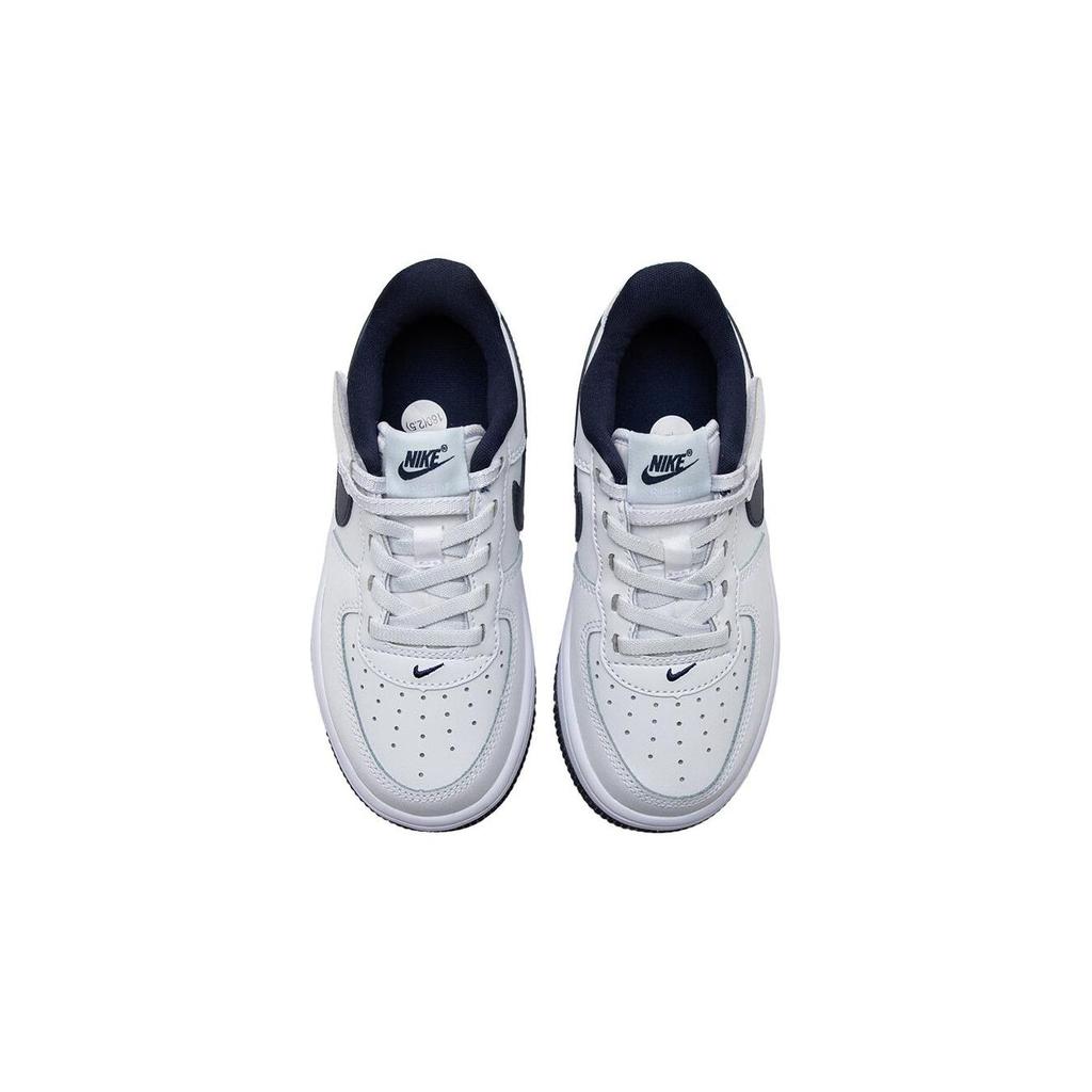 Nike Force 1 Low EasyOn PS белые темно-синие детские кроссовки футбольно-серые FN0237-104