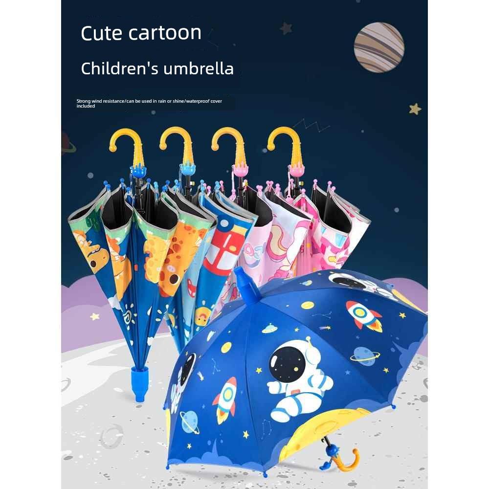 Children's Long-Handled Umbrella, Sun Protection, Uv Protection, Rain or Shine Use, Special Cartoon Design for Primary School Students and