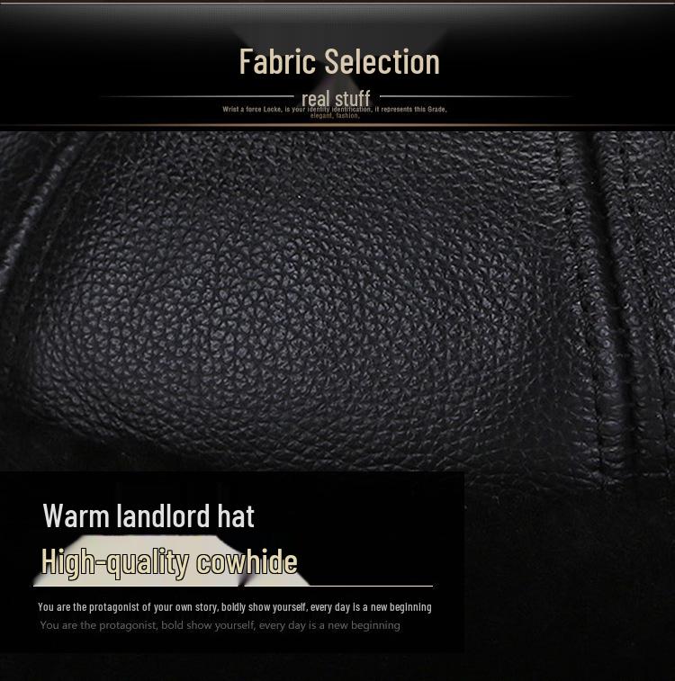 Зимняя шапка из натуральной коровьей кожи Haining для пожилых - Утепленная, с подкладкой из плюша, теплая шапка-пуловер для дедушки и бабушки