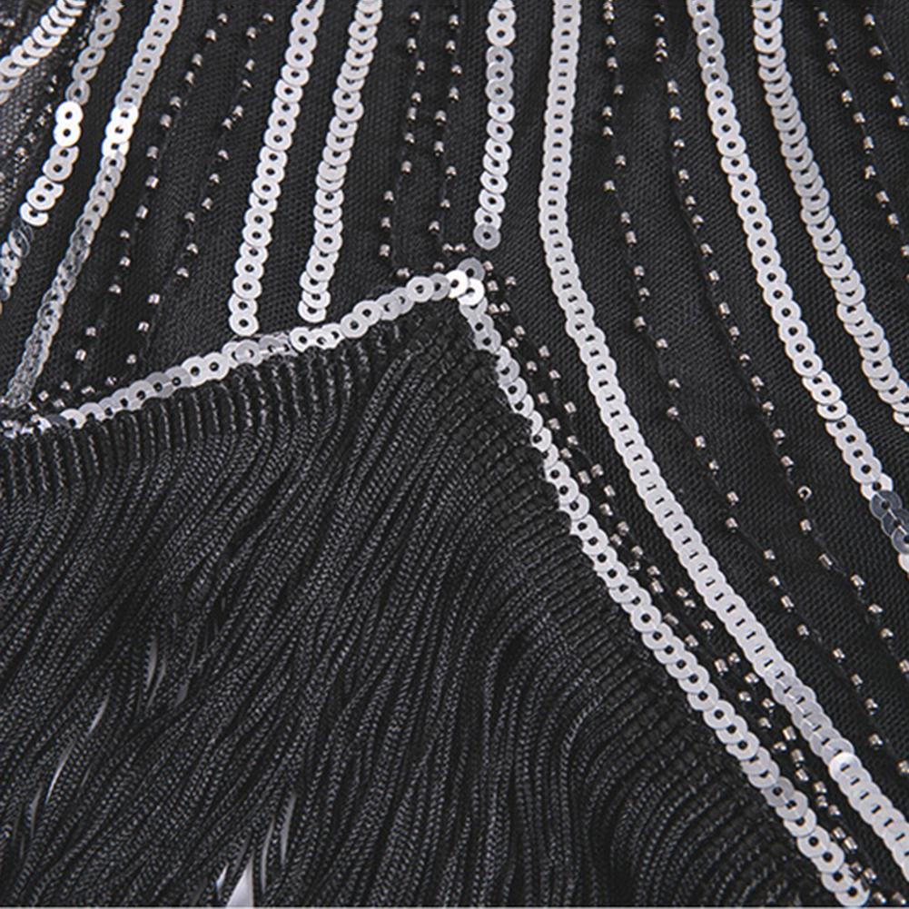 Модная женская одежда, винтажное женское платье с блестками и кисточками, шею без рукавов, банкетное, коктейльное платье