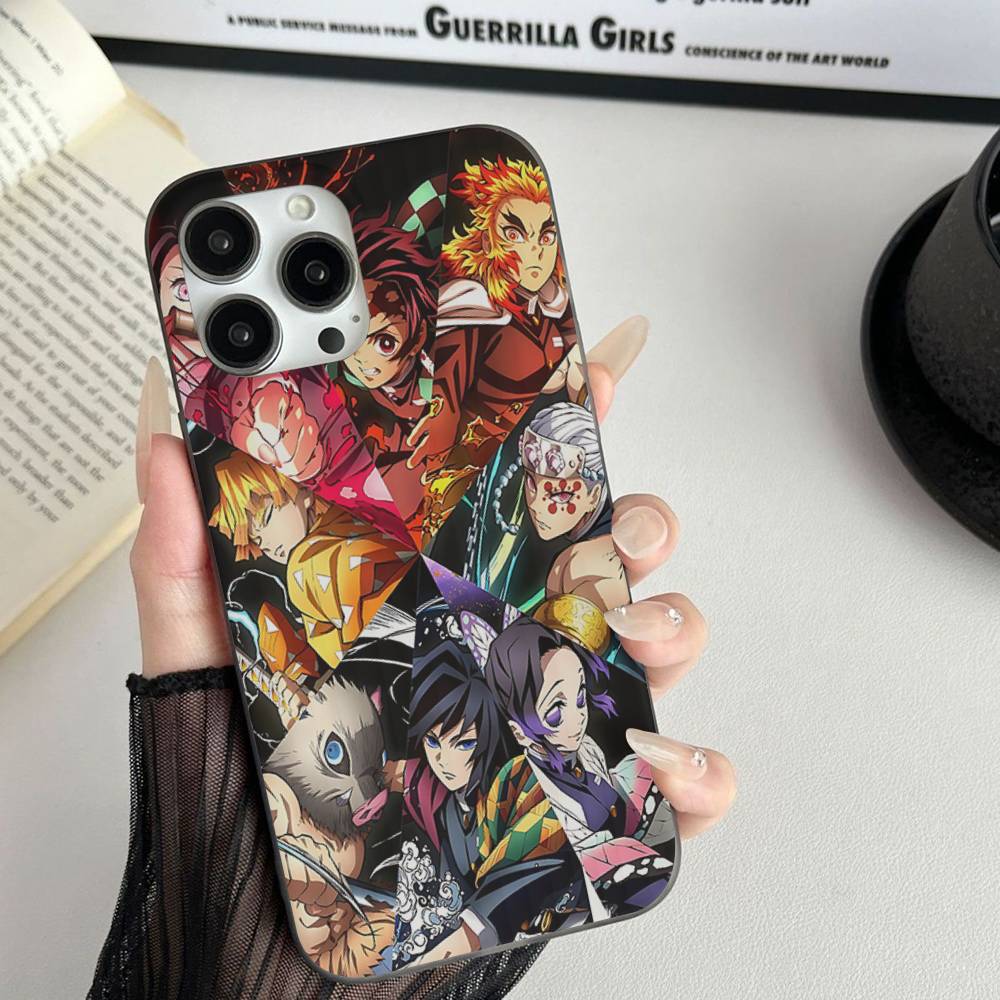 Japanese Anime D-Demon S-Slayer Phone Case For IPhone 17 16 15 11 12 13 14 Pro Max Soft Corrugated Silicone Cover Case
