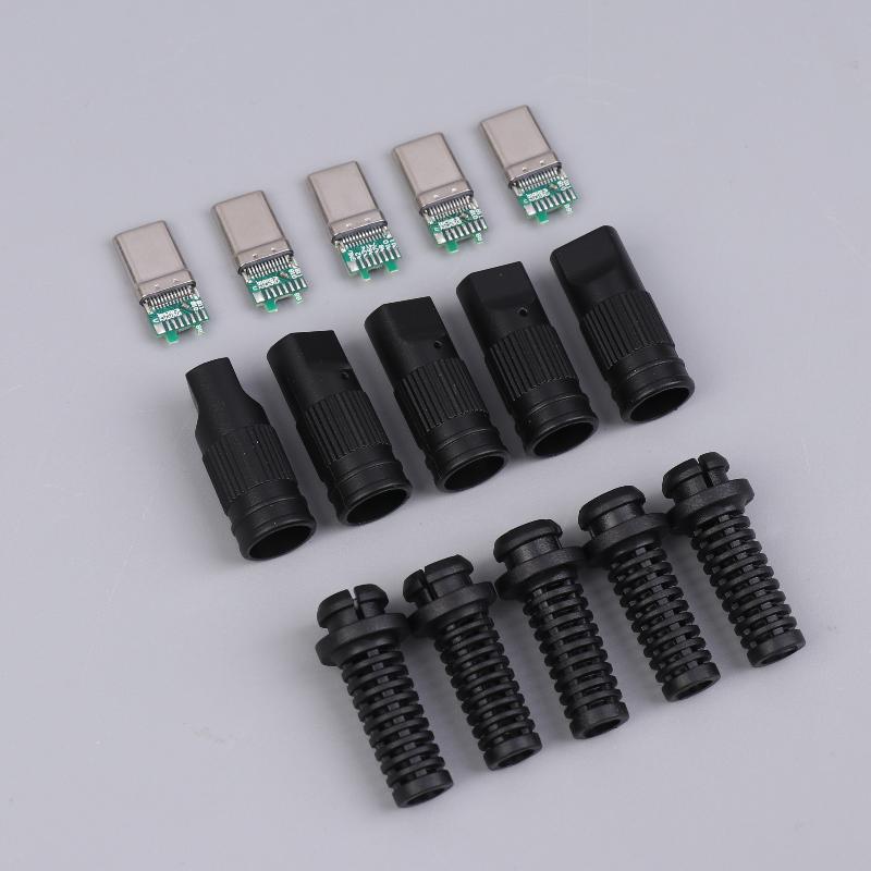 2/5 шт. USB3.1 24-контактный Type-C штекер 5 паяных контактов для быстрой зарядки мобильного телефона C-C с контактной площадкой для пайки CC Ремонт DIY Дата-разъем