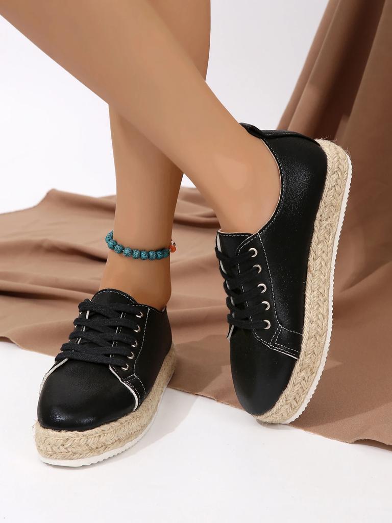 Autumn and Winter Fashion New Solid Color Round Toe Shallow Mouth Women's Casual and Comfortable Lace-up Warm Flat Slippers