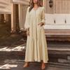 ZANZEA Autumn Spring Women Long Sleeve V Neck Loose Pleated Long Dress